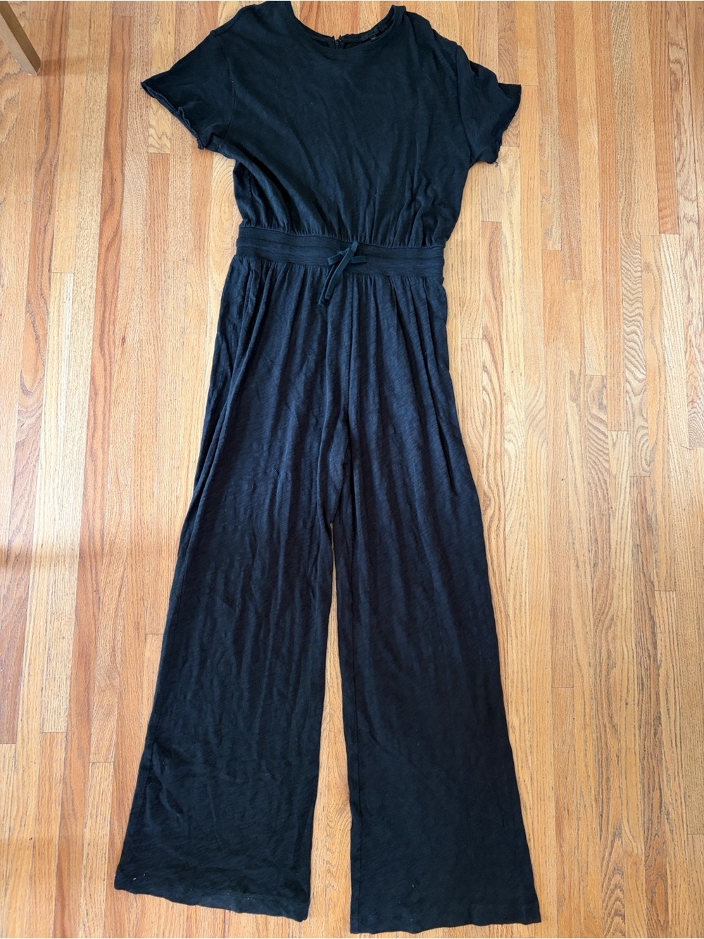ATM Black Wide-Leg Short-Sleeve Jumpsuit